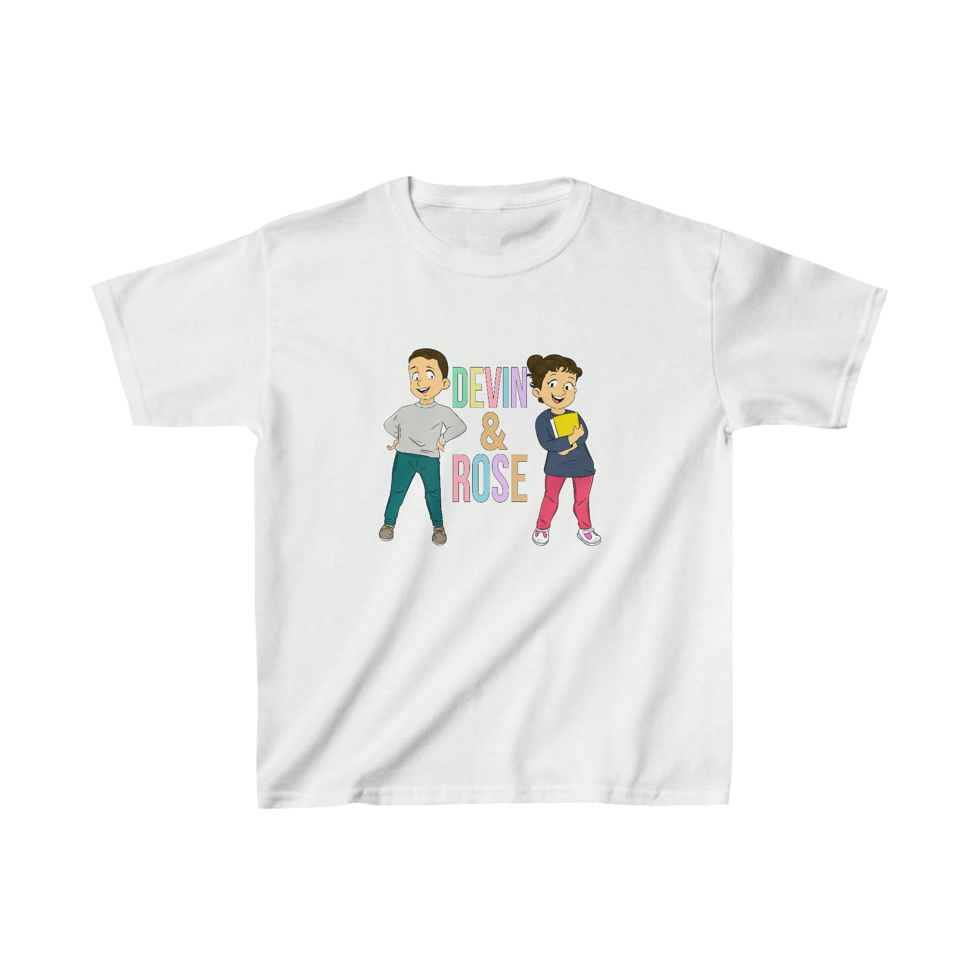 Devin & Rose Color Font Kids Cotton T-Shirt