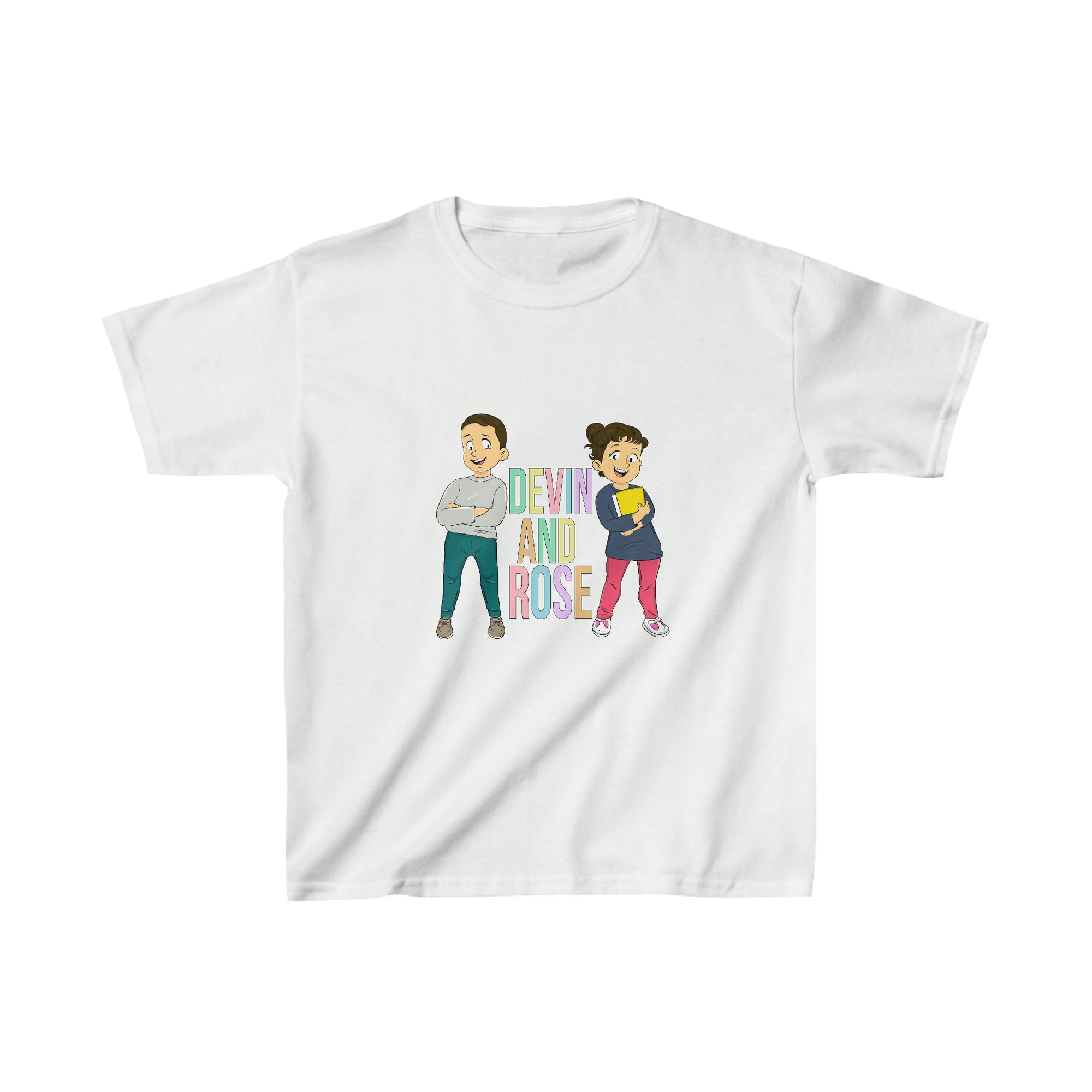 Devin and Rose Color Font Kids Cotton T-Shirt